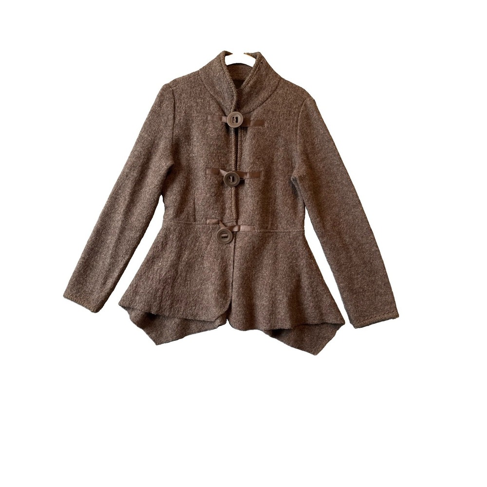 Cynthia Rowley 100% Wool Toggle Peplum Jacket S Coquette Whimsigoth Cottagecore